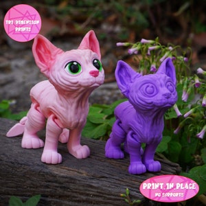 Flexi Sphynx Cat Print In Place Toy /3D Print Instant Download/3D Printed Toy/3d printed Sphynx Cat/articulated Cat