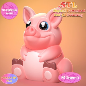 Lindo juguete de cerdo/Impresión 3D Descarga instantánea/Juguete impreso en 3D/Decoración del hogar/Portalápices/Decoración de mesa