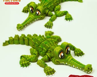 Cute Flexi Fish Eating Crocodile,3D Print Instant Download,3D Printed crocodile,3d printed raptile,articulated aligator,gharial 3d Print