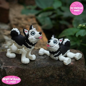 Flexi Husky Hund Druck In Place Spielzeug /3D Druck Sofortdownload / 3D gedruckter Hund / 3D gedruckter Husky / Gliederhund