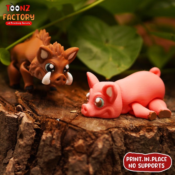 Cute Flexi Pig And Boar Articulated / 3D Print Instant Download/3D Printed pig /3d printed boar/articulated pig/flexi pig