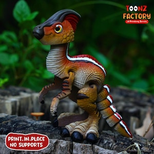 Niedliche Flexi Parasaurolophus Dinosaurier gegliedert / 3D Druck Sofortiger Download/3D gedrucktes Spielzeug/3D gedruckter Dinosaurier/Gelenk Dinosaurier