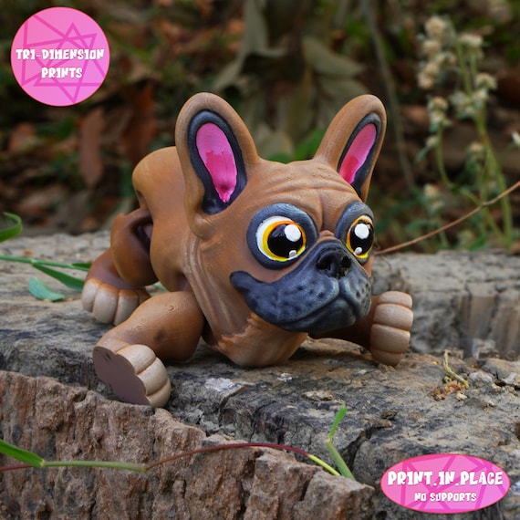 フレキシ フレンチブルドッグ トイ：関節式 3D プリント（即時