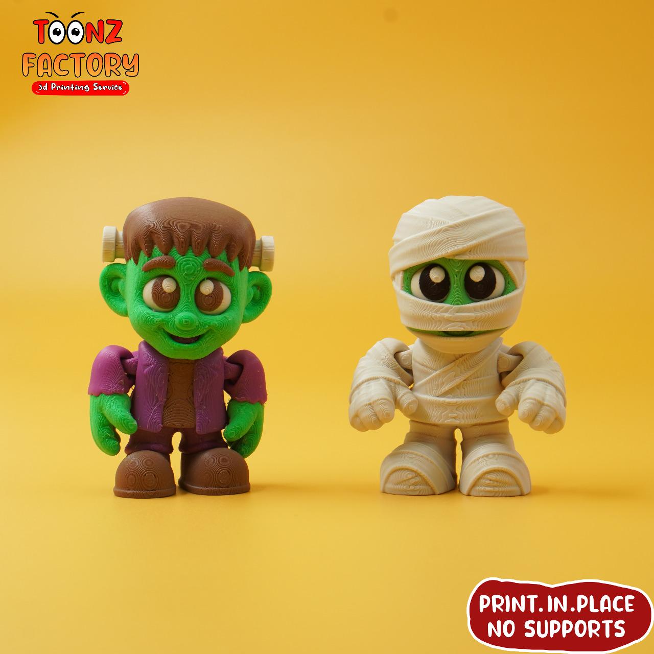 ミニフランケンシュタイン＆ミイラ 3Dプリント可動式おもちゃ