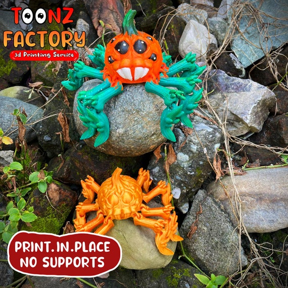 3D Printed Articulated Pumpkin Spider: Flexi Print-in-place Model