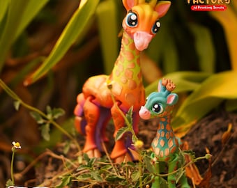 Flexi Giraffe & Baby Giraffe Print In Place Toy / 3D Print Instant Download/3D Printed Toy/3d printed giraffe / Flexi Giraffe