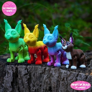 Flexi Caracal Cat Print In Place Toy /3D Print Instant Download/3D Printed Toy/3d printed caracal Cat/articulated Cat