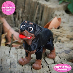 Print-In-Place Cute flexi Rottweiler Dog Articulated / 3D Print Instant Download/3D Printed Toy/dog articulated/ flexi rottweiler