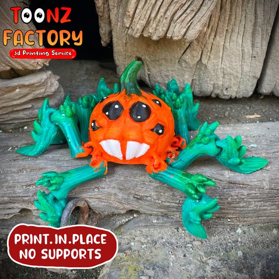 3D Printed Articulated Pumpkin Spider: Flexi Print-in-place