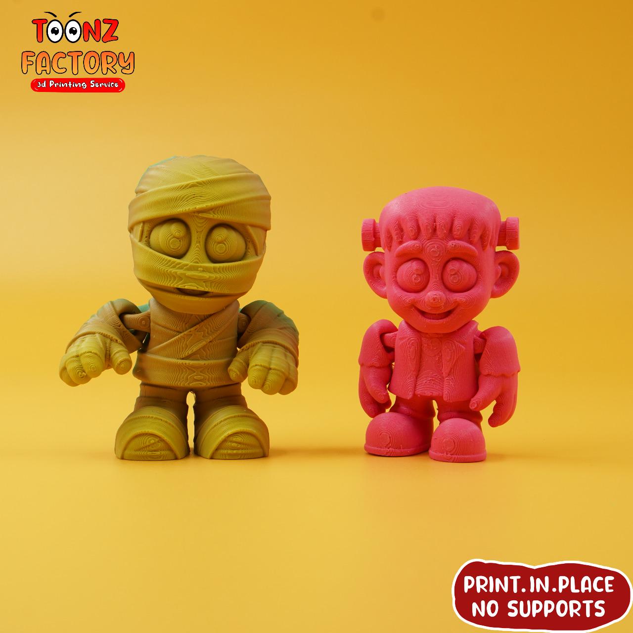 ミニフランケンシュタイン＆ミイラ 3Dプリント可動式おもちゃ