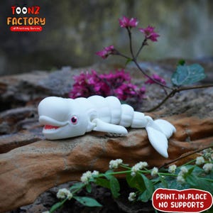 Flexi Print In Place Beluga Whale Toy/ 3D Print Instant Download/3D Printed Toy/whale articulated/flexi whale