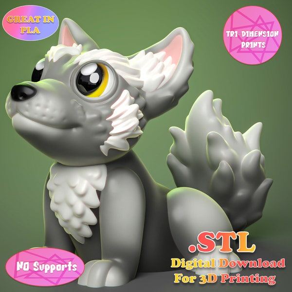 Cute Wolf Toy /3D Print Instant Download/3D Printed Toy/kid toys/Wolf Toy/table decoration