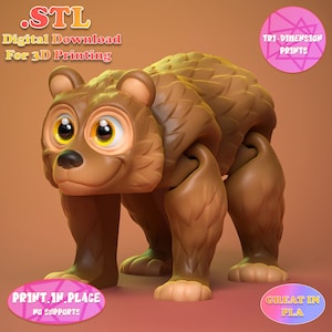 Süßes Flexi Bär Spielzeug / 3D Print Sofort Download / 3D gedrucktes Spielzeug / 3d gedrucktes Bär / Spielzeug