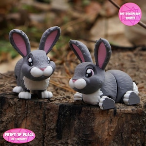 Print-In-Place Cute flexi Rabbit Articulated / 3D Print Instant Download/ 3D Printed Toy/ rabbit articulated/flexi rabbit