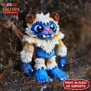 Simpatico giocattolo flessibile Yeti da stampare sul posto / Download immediato di stampa 3D / Yeti stampato in 3D / Yeti stampato in 3D / Yeti articolato / Yeti 3Dprint