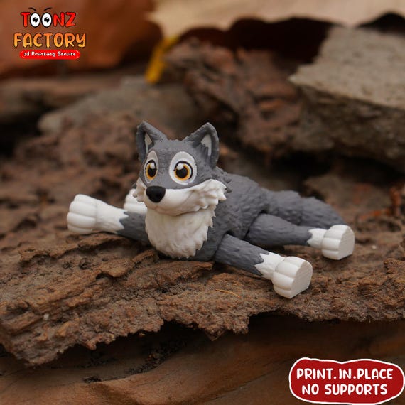 Articulated Howling Wolf 3D Model: Flexi Print-in-place (digital