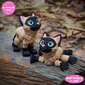 Flexi Siamese Katze Druck an Ort und Stelle Spielzeug /3D Druck Sofortiger Download/3D gedrucktes Spielzeug/3d gedruckte Siamkatze/Gelenkkatze