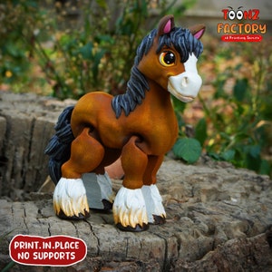 かわいいフレキシブルクライズデール馬関節 / 3Dプリントインスタントダウンロード/3Dプリントおもちゃ/3Dプリント馬/関節馬