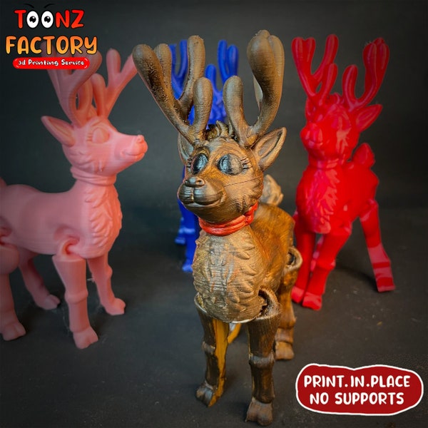 Flexi Print-In-Place Reindeer Articulated / 3D Print Instant Download/3D Printed Toy/reindeer articulated/ christmas designs