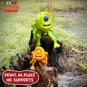 Mike Wazowski articolato e carino da stampare sul posto / Download istantaneo di stampa 3D / Giocattolo stampato in 3D / Mike articolato / Giocattolo Mike Wazowski