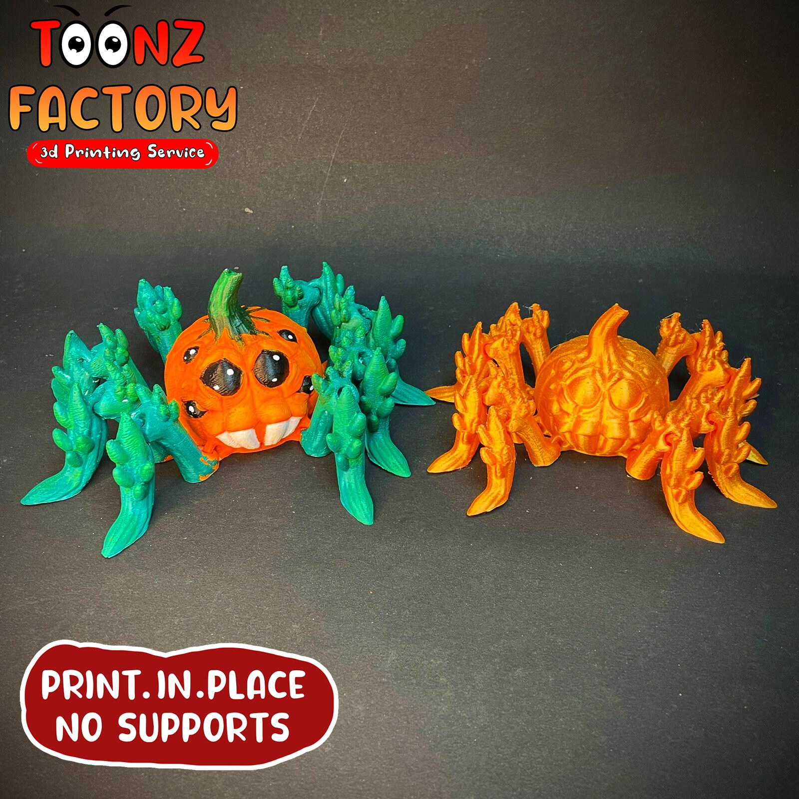 3D Printed Articulated Pumpkin Spider: Flexi Print-in-place Model