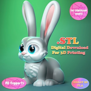 Niedliches Kaninchen / 3D Print Sofortiger Download / 3D gedrucktes Spielzeug / Kinderspielzeug / Kaninchen Spielzeug / Kaninchen 3dprint
