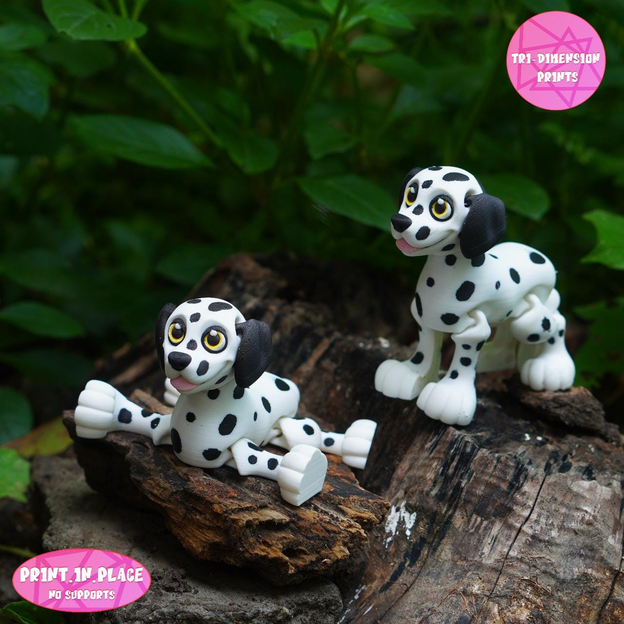 Flexi Dalmatian Dog 3D Print: Articulated Print-in-place Toy