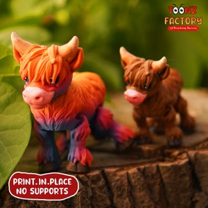 Süßes Flexi Highland Kuh gegliedert / 3D Druck Instant Download/3D gedrucktes Spielzeug/3d gedruckte Kuh/Gelenkkuh