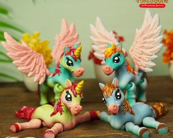 Cute Flexi Unicorn ,Pegasus ,Alicorn ,Horse /3D Print Instant Download/3D Printed unicorn/3d printed pegasus/articulated horse/alicorn print
