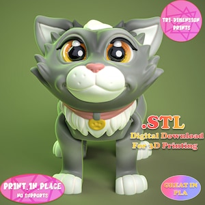 Niedliches Flexi Katzenspielzeug / 3D Print Sofort Download / 3D gedrucktes Spielzeug / 3d gedruckte Katze / Flexi Katze
