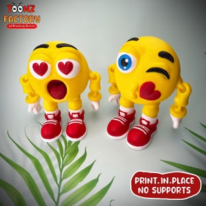 Flexi Print-In-Place KISS EMOJIS przegubowe / wydruk 3D natychmiastowe pobranie / zabawka drukowana w 3D / emotikony przegubowe / zabawka drukowana w 3D na walentynki