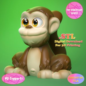 Niedliches Affen-Spielzeug / 3D Print Sofortiger Download / 3D gedrucktes Spielzeug / Kinderspielzeug / Affe Spielzeug / Affe 3dprint