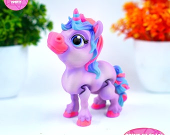 Jouet Flexi Pony licorne à imprimer sur place/Impression 3D téléchargement immédiat/Jouet imprimé 3D/Licorne poney imprimée 3D/licorne articulée