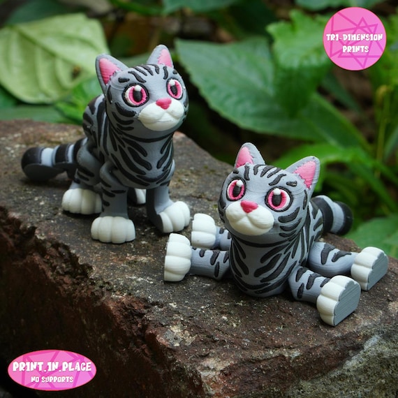 CAT アクリル重機置物 約10cm Flexi American Shorthair Cat Toy: Articulated 3D Print (instant