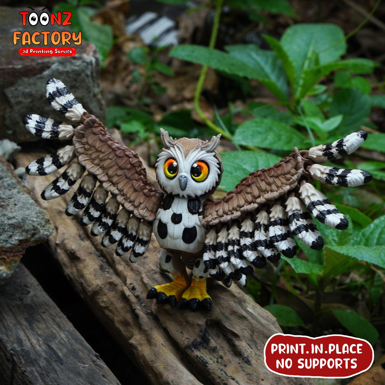 Flexi Halloween Owl Toy: Articulated 3D Print (instant Download