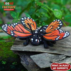 Flexi Monarchfalter 3D Modell: Gelenk Print-In-Ort (Digitaler Download)