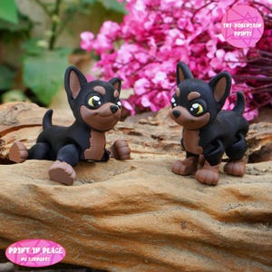 Cane Chihuahua flessibile e articolato, stampabile sul posto / Stampa 3D, download istantaneo / Giocattolo stampato in 3D / Cane articolato / Chihuahua flessibile