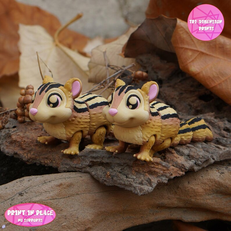 Flexi Chipmunk 3D Print: Articulated Print-in-place Toy (digital ...