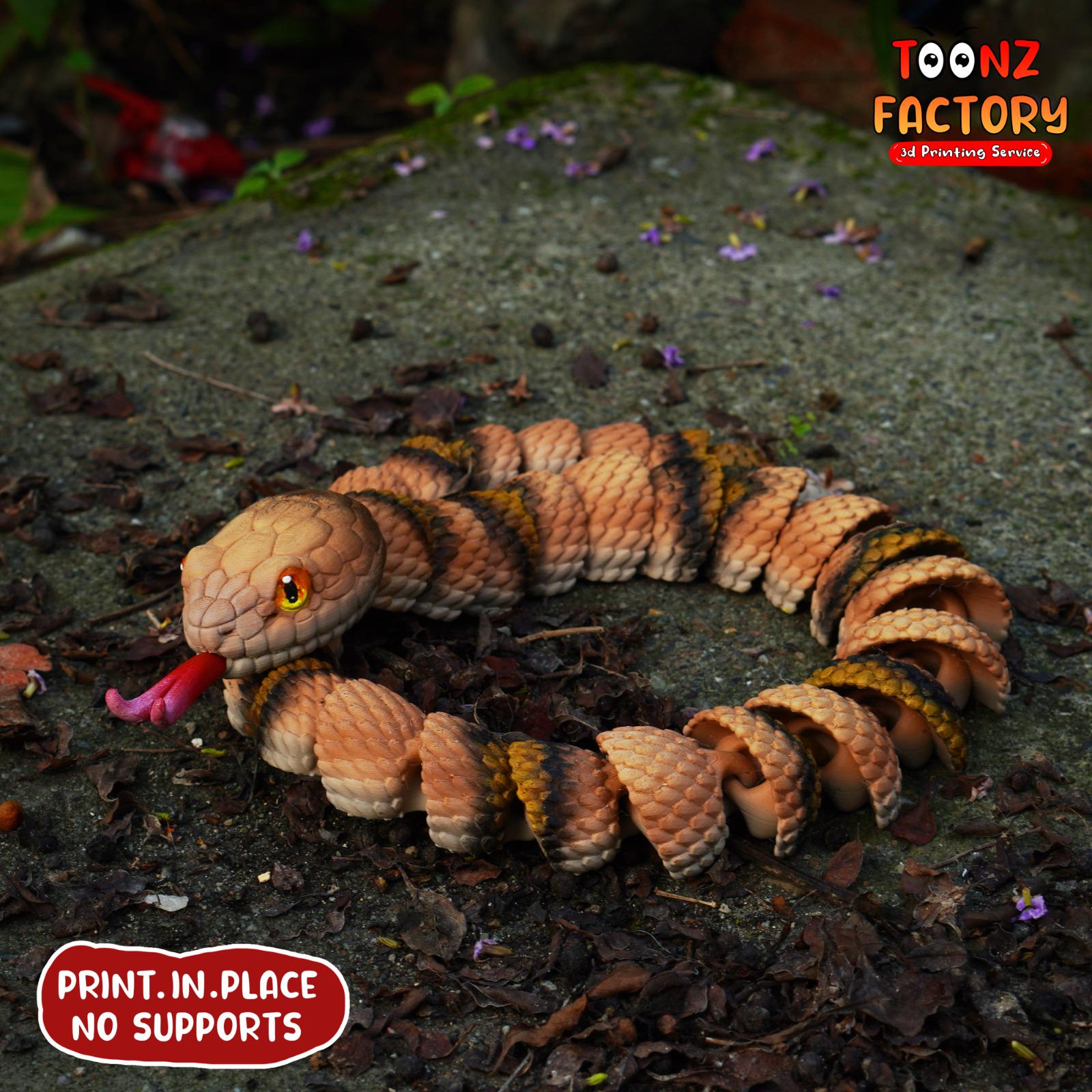 3D Printed Articulated Copperhead Snake: Flexi Toy (instant