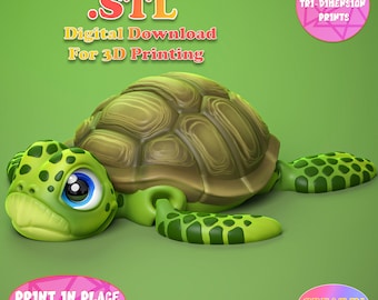 Cute Flexi Turtle Toy - 3D Print, No Supports (Digital Download)
