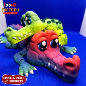 Niedliches Flexi Krokodil / 3D Druck Sofort Download/3D gedrucktes Spielzeug/3d gedrucktes Krokodil / Gelenkkrokodil