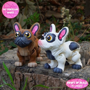 Flexi French Bulldog Dog Print In Place Toy /3D Print Instant Download/3D Printed Dog/3d printed French Bulldog/articulated dog