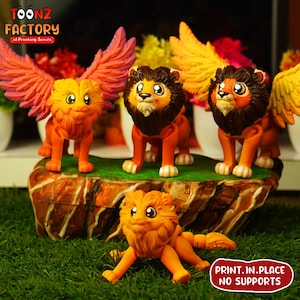 Flexi Lion Print In Place Spielzeug / 3D Print Instant Download / 3D gedruckter Löwe / 3d gedruckter Löwe / Gelenklöwe / Löwenspielzeug