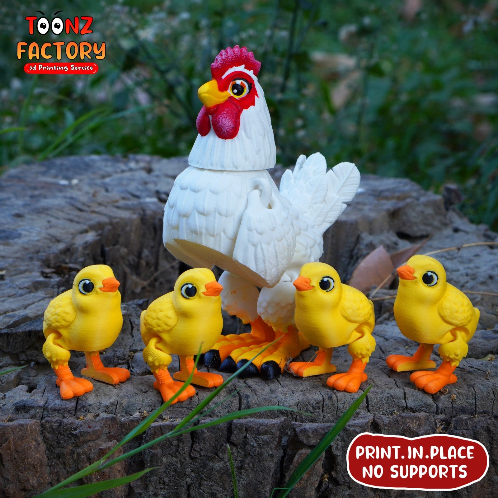 Articulated Hen and Chicks 3D Print: Flexi Toy (instant Download