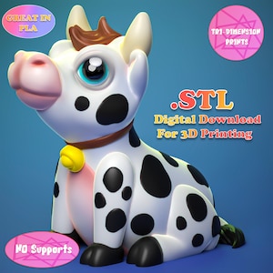 Niedliches Kuh Spielzeug / 3D Print Sofort Download / 3D Printed Toy / Kinderspielzeug / Kuh Spielzeug / Tischdekoration