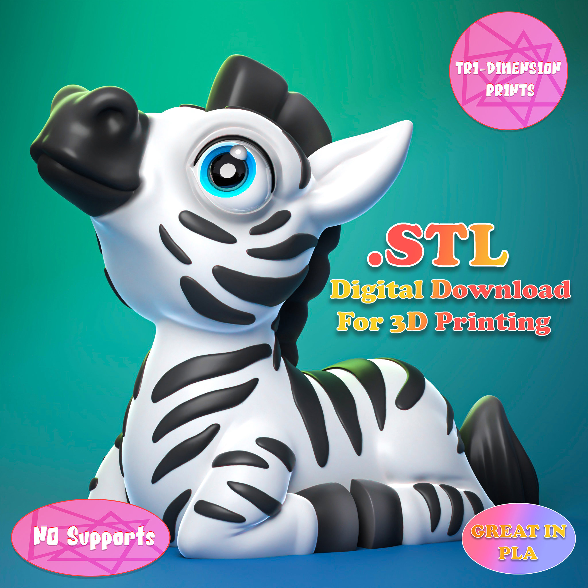 Cute Zebra 3D Print Toy (digital Download) - Etsy