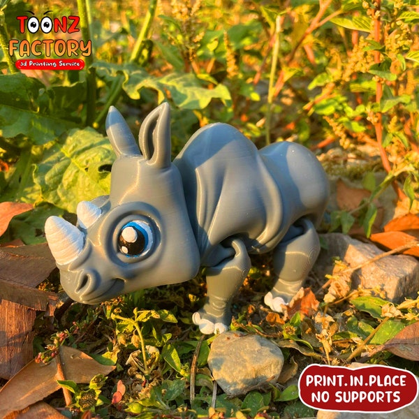 Cute Flexi Rhino / 3D Print Instant Download/3D Printed Toy/3d printed Rhino /articulated Rhino