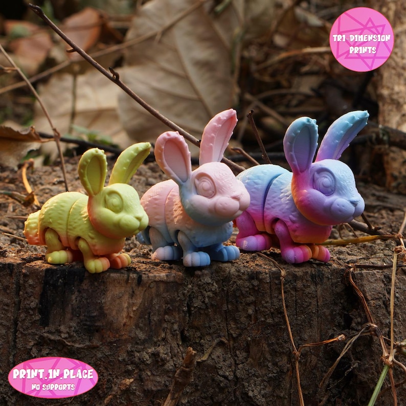 Flexi Rabbit 3D Print: Articulated Print-in-place Toy (digital Download ...