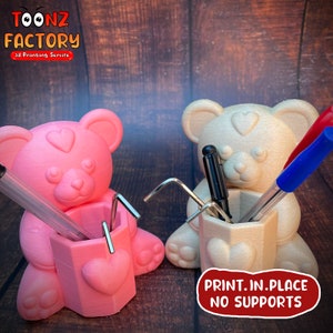 Print-In-Place Teddy Stifthalter / 3D Print Sofort Download / 3D gedrucktes Spielzeug / Heimtextilien / Stifthalter / Tischdekoration