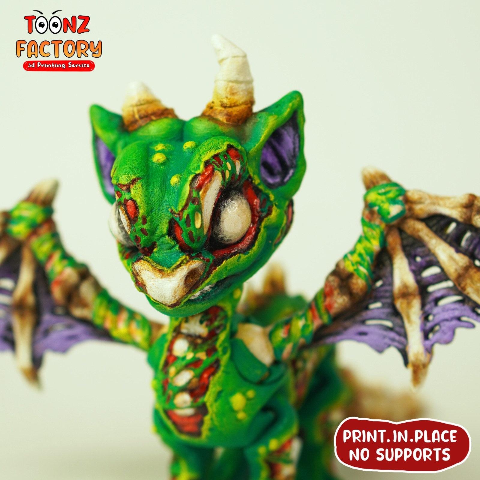 Flexi Zombie Dragon 3D Print, Articulated Halloween Decor (instant